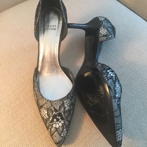 Stuart Weitzman “Para” Black Sugar Lace Heels